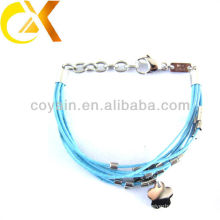 Joyería de acero inoxidable delicada pulsera de cuero azul custom jewelry china